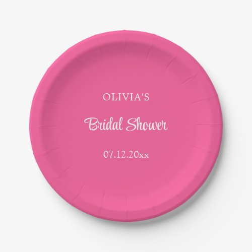 Hot Pink Bridal Shower Paper Plates