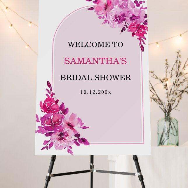 Hot Pink Bridal Shower Welcome Ideas Foam Board (In Situ (Stand))