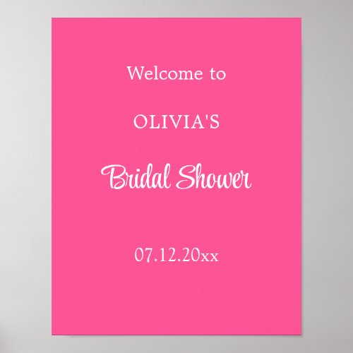 Hot Pink Bridal Shower Welcome Poster