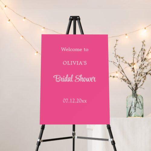 Hot Pink Bridal Shower Welcome Sign Foam Board