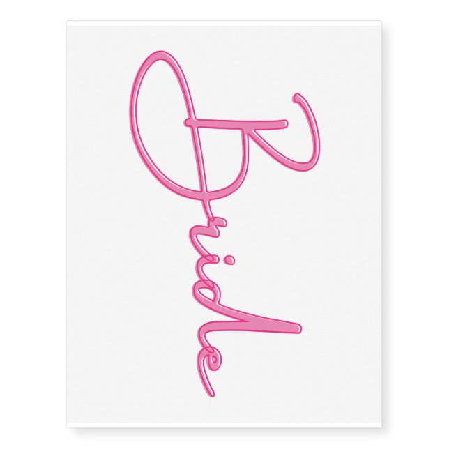 Hot Pink Bride Temporary Tattoos (Front)