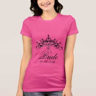 Hot pink, bride with a crown,