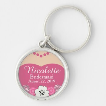 Hot Pink Bridesmaid Wedding Keychain by bridalwedding at Zazzle