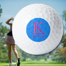 Hot Pink Bright Blue Golf Gal 3-Layers Monogram 