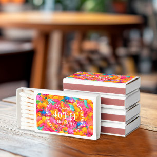 Hot Pink Bright Floral Disco Ball Happy Birthday Matchboxes