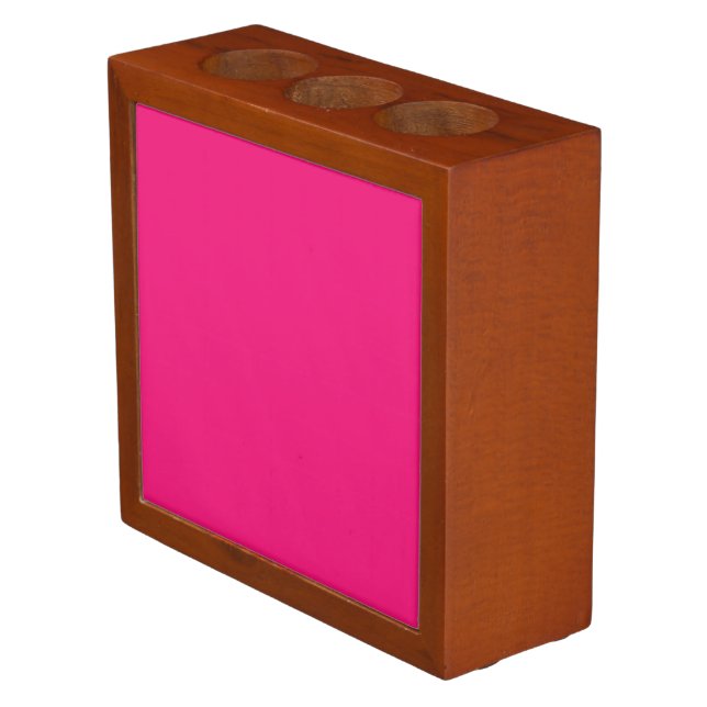 Hot Pink brown back desk organizer (Angled)