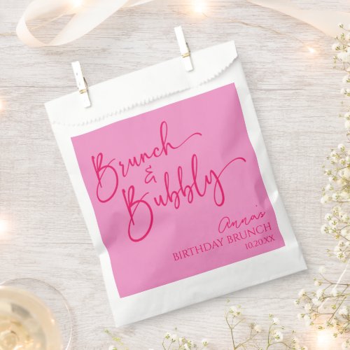 Hot Pink Brunch and Bubbly Birthday Brunch Party Favor Bag