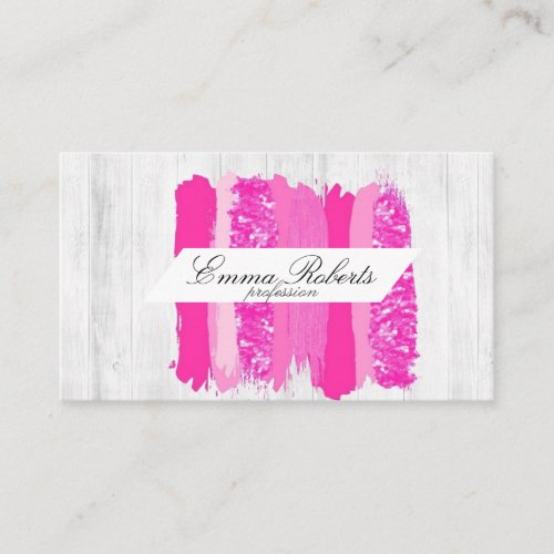 Hot pink brush strokes fuchsia paint business card