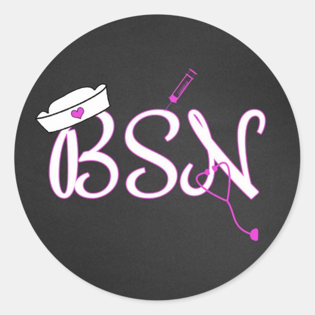 Hot Pink BSN Nurse Favor Sticker / Envelope Seal