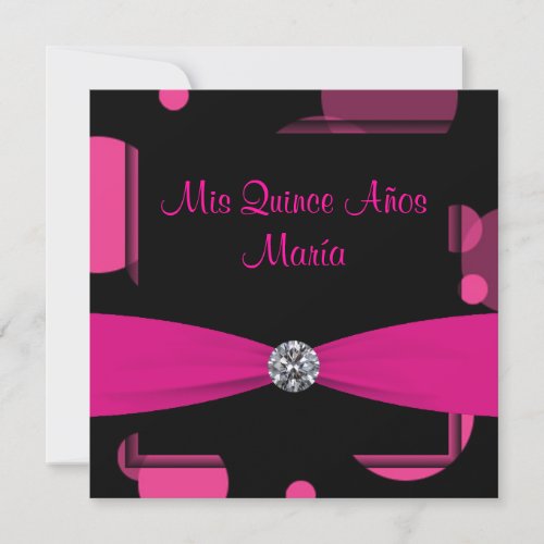 Hot Pink Bubbles Quinceanera Invitation