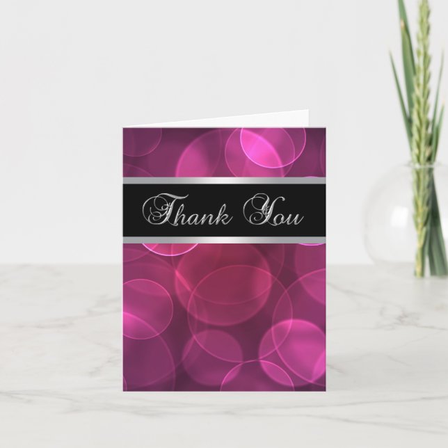 Hot Pink Bubbles Thank You Cards (Front)