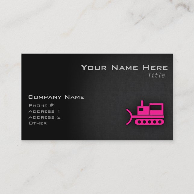 Hot Pink Bulldozer Business Card (Front)