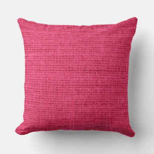 Hot Pink Burlap Linen Rustic Jute Throw Pillow