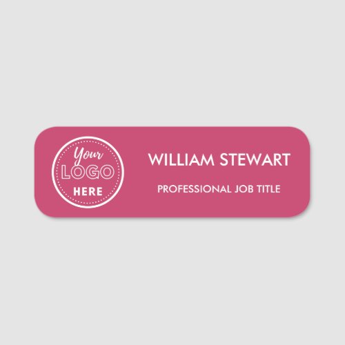 Hot Pink Business Logo Company Employee Staff Name Tag
