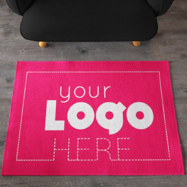Hot Pink Business Welcome Mat Company Logo Doormat (Creator Uploaded)