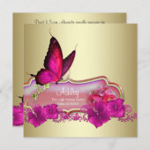 Hot Pink Butterfly Graduation Announcements (Front/Back)