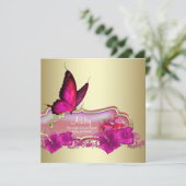 Hot Pink Butterfly Graduation Announcements (Standing Front)