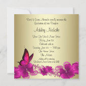 Hot Pink Butterfly Graduation Announcements (Back)