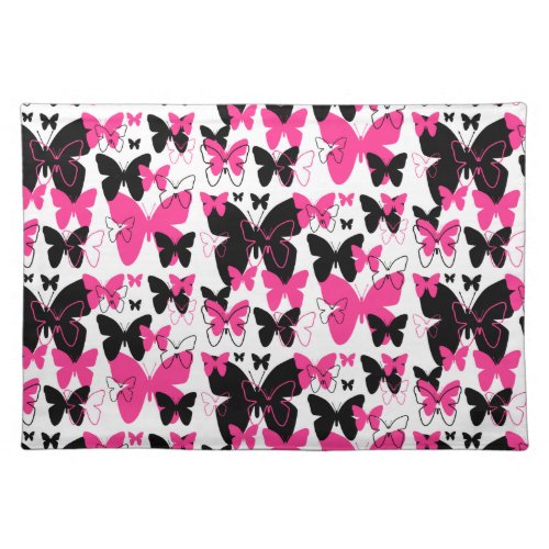 Hot Pink Butterfly Wings Boho Abstract Girl Cloth Placemat