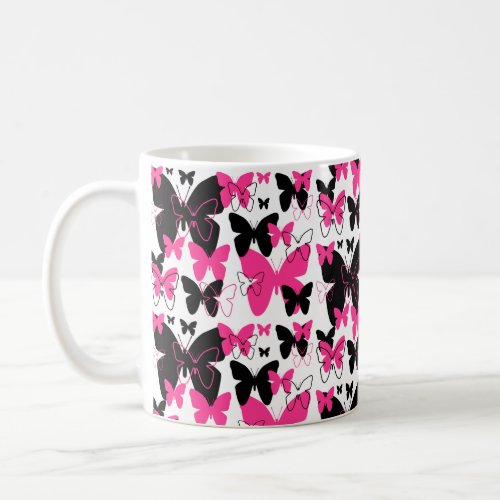 Hot Pink Butterfly Wings Boho Abstract Girl Coffee Mug