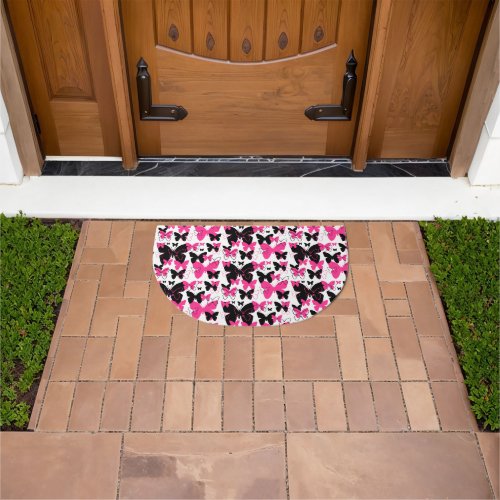Hot Pink Butterfly Wings Boho Abstract Girl Doormat