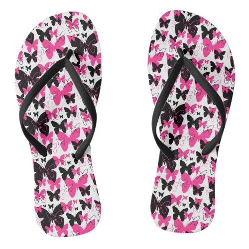 Hot Pink Butterfly Wings Boho Abstract Girl Flip Flops