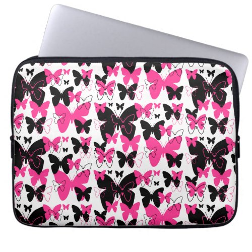 Hot Pink Butterfly Wings Boho Abstract Girl Laptop Sleeve