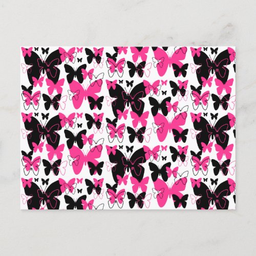 Hot Pink Butterfly Wings Boho Abstract Girl Postcard