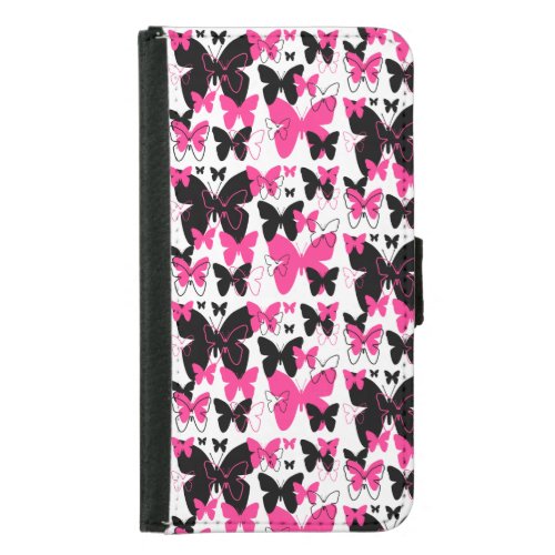 Hot Pink Butterfly Wings Boho Abstract Girl Samsung Galaxy S5 Wallet Case