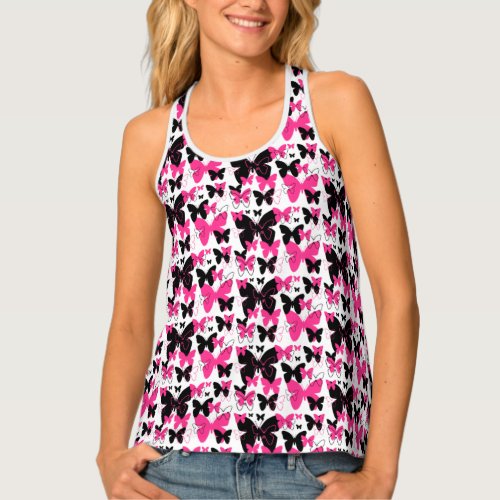Hot Pink Butterfly Wings Boho Abstract Girl Tank Top