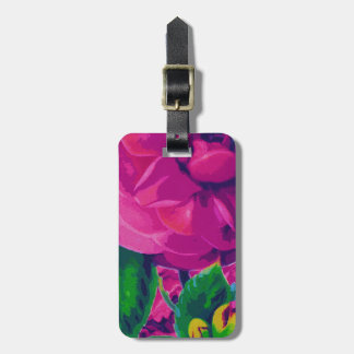 Hot Pink Cabbage Roses Luggage Tag