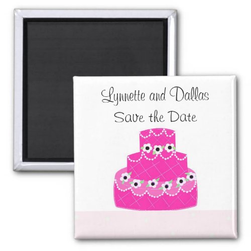 Hot Pink Cake Save the Date Magnet