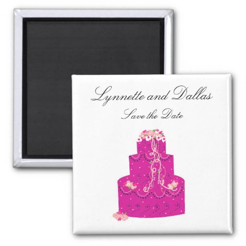 Hot Pink Cake Save the Date Magnet