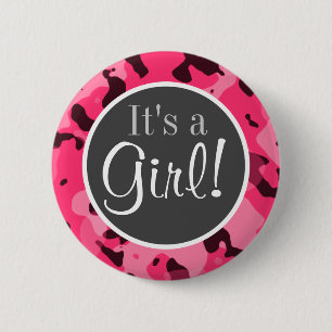 Hot Pink Camo; Camouflage Button