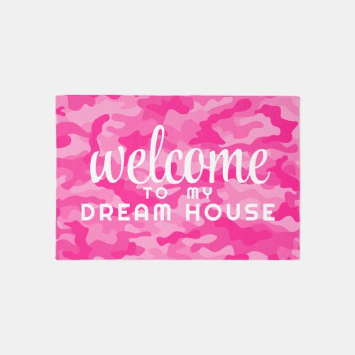Hot Pink Camo _ House indoor WELCOME Rug