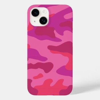 Hot Pink Camo Pattern Case-mate Iphone 14 Case by Plush_Paper at Zazzle