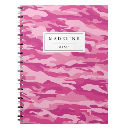 Hot Pink Camo Pattern Personalized Notebook