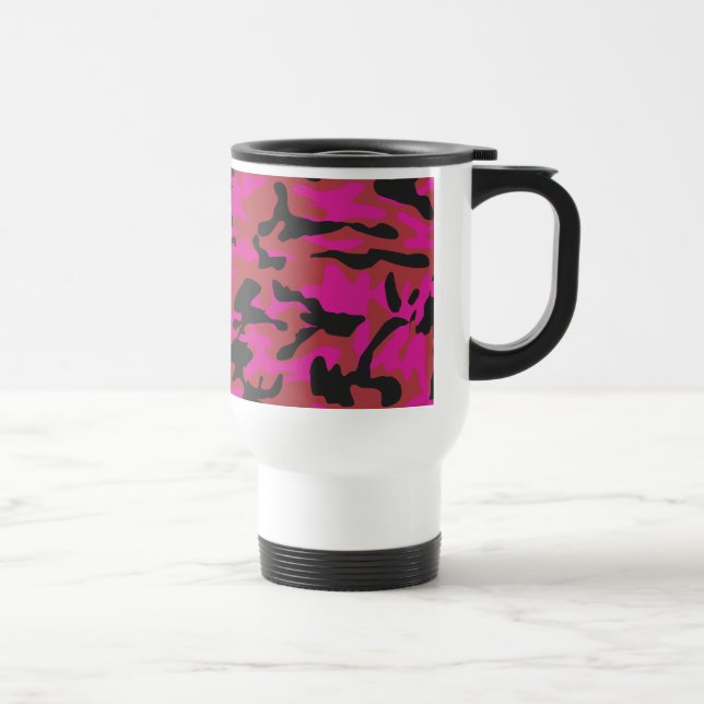 Hot pink camo pattern travel mug (Right)