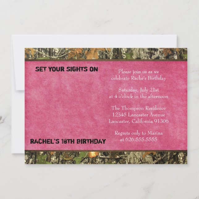 Hot Pink Camo Photo Birthday Invitation - funny (Front)