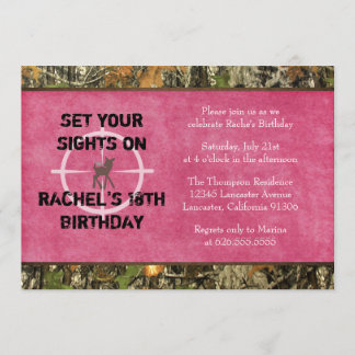 Hot Pink Camo Photo Birthday Invitation - funny