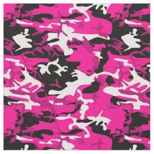 hot pink camouflage black white camo fabric