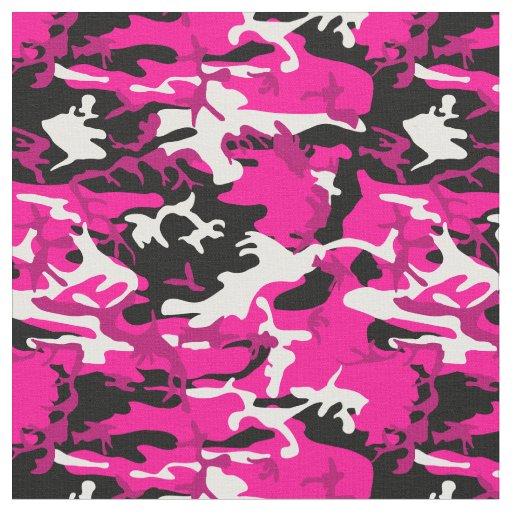 hot pink camouflage black white camo fabric