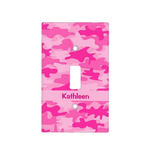 Hot Pink Camouflage Girls Name Personalized Light Switch Cover