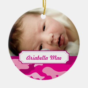 Hot Pink Camouflage Photo Christmas Tree Ornament