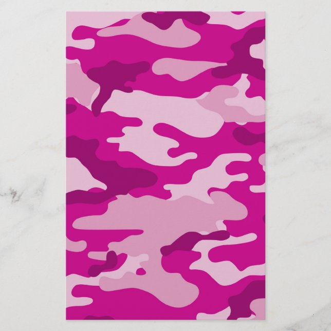 Hot Pink Camouflage Scrapbook Crafting Paper (Front)