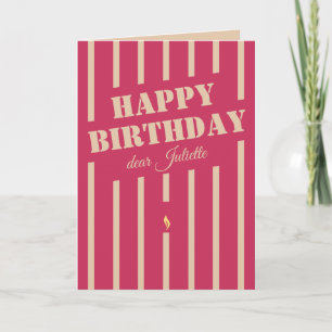 Hot pink candle happy birthday greeting card