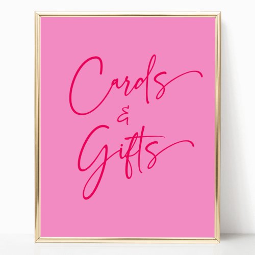 Hot Pink Cards and Gifts Party Sign