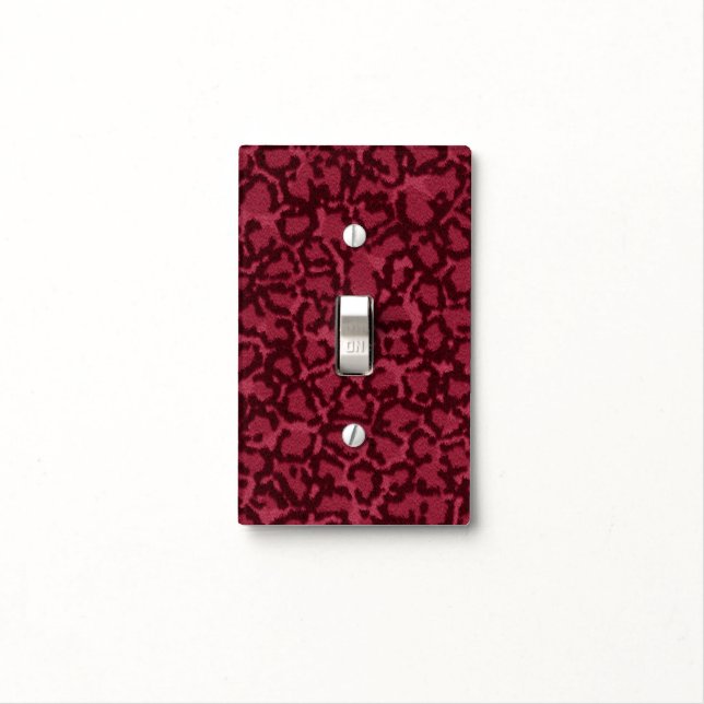 Hot Pink Cat Print Light Switch Cover (In Situ)