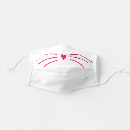 Hot Pink Cat Whiskers Kitty Nose Cute Personalized Adult Cloth Face Mask