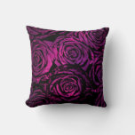 Hot Pink Celestial Floral Roses Throw Pillow at Zazzle